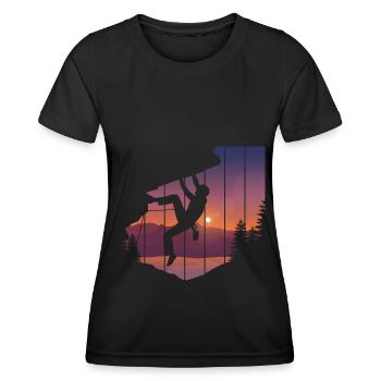 Felsklettern Kletterer Bergsteigen - Frauen Funktions-T-Shirt - Schwarz - Vorne - AI Model Female 172 light (172cm)