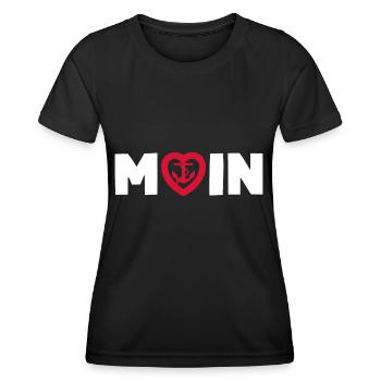 MOIN Herz Anker Norden Liebe - Frauen Funktions-T-Shirt - Schwarz - Vorne - AI Model Female 172 light (172cm)