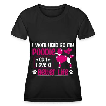 Travailler pour Caniche Mama Dog Caniche Standard - T-shirt sport Femme - noir - Devant - AI Model Female 172 light (172cm)