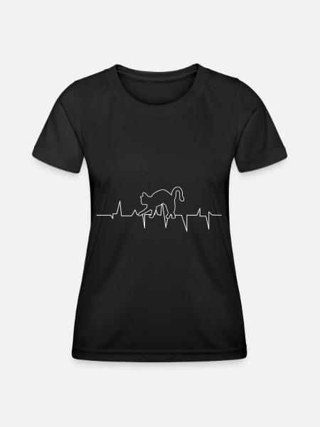 Katze - Frauen Funktions-T-Shirt - Schwarz