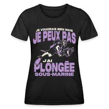 Je peux pas j'ai plongée sous-marine. - T-shirt sport Femme - noir - Devant - AI Model Female 172 light (172cm)