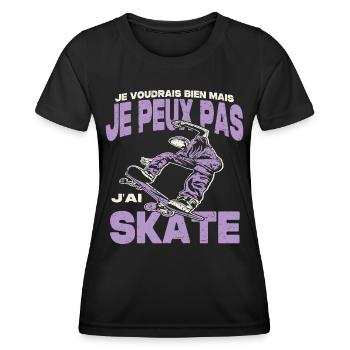 Je peux pas j'ai skate. - T-shirt sport Femme - noir - Devant - AI Model Female 172 light (172cm)