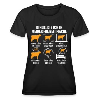 Was ich in meiner freizeit mache meine Kühe - Frauen Funktions-T-Shirt - Schwarz - Vorne - AI Model Female 172 light (172cm)