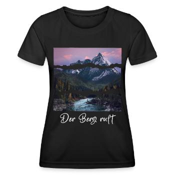 The mountain is calling - Women's Functional T-Shirt - black - Front - AI Model Female 172 light (172cm)