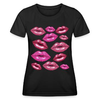 Coquette Lèvres Bisous Romantique - T-shirt sport Femme - noir - Devant - AI Model Female 172 light (172cm)
