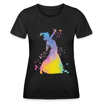 Femme flamenco avec robe flamenco - T-shirt sport Femme - noir - Devant - AI Model Female 172 light (172cm)