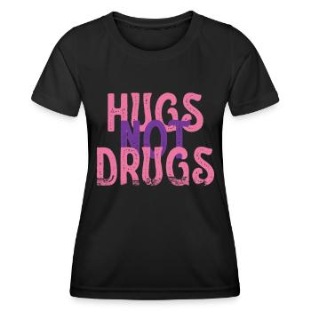 Des câlins au lieu de drogues - T-shirt sport Femme - noir - Devant - AI Model Female 172 light (172cm)