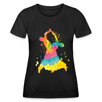 Danses de salon Tango Slow Fox - T-shirt sport Femme - noir - Devant - AI Model Female 172 light (172cm)
