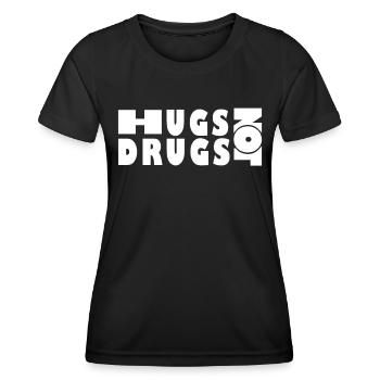 Des câlins au lieu de drogues - T-shirt sport Femme - noir - Devant - AI Model Female 172 light (172cm)