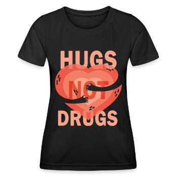 Des câlins au lieu de drogues - T-shirt sport Femme - noir - Devant - AI Model Female 172 light (172cm)