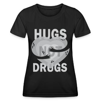 Des câlins au lieu de drogues - T-shirt sport Femme - noir - Devant - AI Model Female 172 light (172cm)