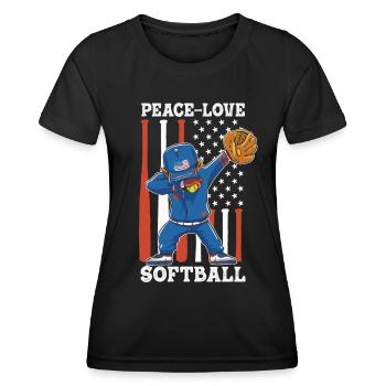 Mädchen Frieden Liebe Softball - Frauen Funktions-T-Shirt - Schwarz - Vorne - AI Model Female 172 light (172cm)
