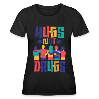 Des câlins au lieu de drogues - T-shirt sport Femme - noir - Devant - AI Model Female 172 light (172cm)