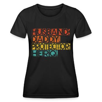 Mari Papa Protecteur Héros Fête des pères - T-shirt sport Femme - noir - Devant - AI Model Female 172 light (172cm)