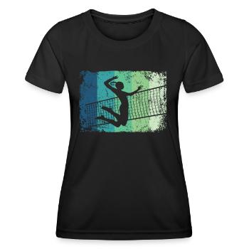 Volleyball Spieler Retro Beach Volleyball - Frauen Funktions-T-Shirt - Schwarz - Vorne - AI Model Female 172 light (172cm)