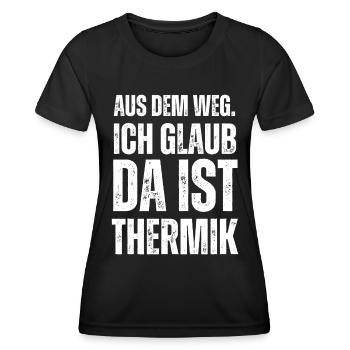 Ich Glaub Da ist Thermik RC Segelflieger - Frauen Funktions-T-Shirt - Schwarz - Vorne - AI Model Female 172 light (172cm)