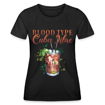 Blood Type Cuba Libre Cocktail Bartender - Women's Functional T-Shirt - black - Front - AI Model Female 172 light (172cm)