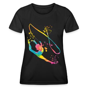 Gymnaste avec groupe Gymnastique rythmique - T-shirt sport Femme - noir - Devant - AI Model Female 172 light (172cm)