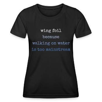 Wing Foil Wingsurfing Retro Foil Wing - Women's Functional T-Shirt - black - Front - AI Model Female 172 light (172cm)