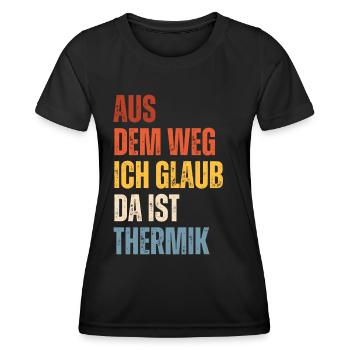 Ich Glaub Da ist Thermik RC Segelflieger - Frauen Funktions-T-Shirt - Schwarz - Vorne - AI Model Female 172 light (172cm)