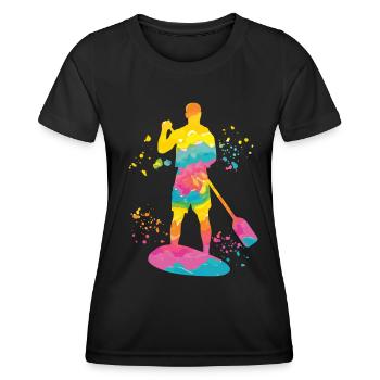 Stand Up Paddling Stand Up Board Sup - Frauen Funktions-T-Shirt - Schwarz - Vorne - AI Model Female 172 light (172cm)
