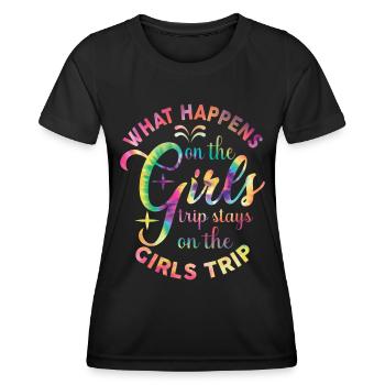 Que se passe-t-il lors du voyage des filles - T-shirt sport Femme - noir - Devant - AI Model Female 172 light (172cm)