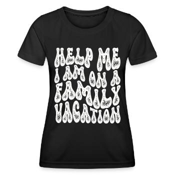 Au secours, je suis en vacances en famille - T-shirt sport Femme - noir - Devant - AI Model Female 172 light (172cm)