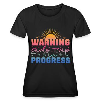 Avertissement Girls Trip En Cours - T-shirt sport Femme - noir - Devant - AI Model Female 172 light (172cm)