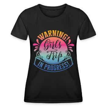 Avertissement Girls Trip En Cours - T-shirt sport Femme - noir - Devant - AI Model Female 172 light (172cm)