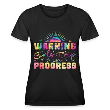 Avertissement Girls Trip En Cours - T-shirt sport Femme - noir - Devant - AI Model Female 172 light (172cm)