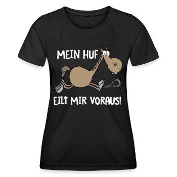 Mein Huf eilt mir voraus - Frauen Funktions-T-Shirt - Schwarz - Vorne - AI Model Female 172 light (172cm)