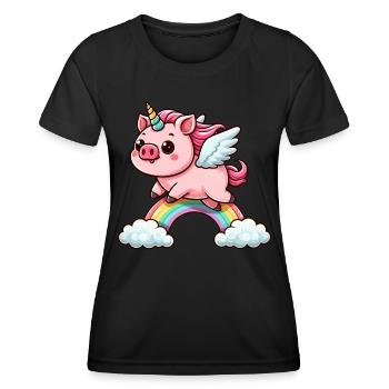 Schwein Einhorn Schweinchen Lustige Tiere - Frauen Funktions-T-Shirt - Schwarz - Vorne - AI Model Female 172 light (172cm)