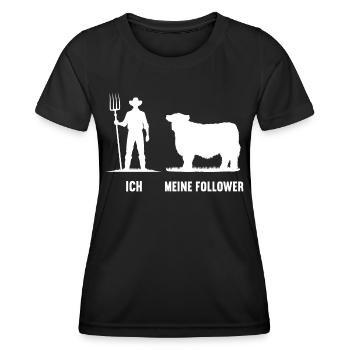Ich Meine Follower Galloway Kühe Kuh Bauern Bauer - Frauen Funktions-T-Shirt - Schwarz - Vorne - AI Model Female 172 light (172cm)