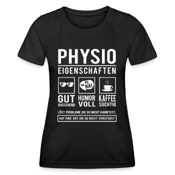 Physio Eigenschaften Physiotherapeut - Frauen Funktions-T-Shirt - Schwarz - Vorne - AI Model Female 172 light (172cm)