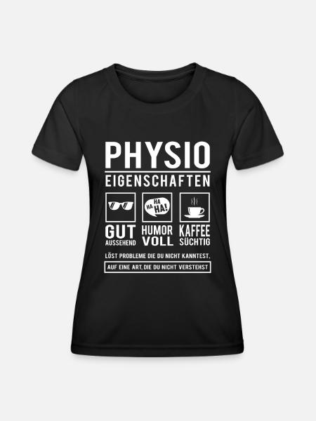 Physio Eigenschaften Physiotherapeut - Frauen Funktions-T-Shirt - Schwarz