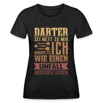 Darts Dartspieler Dartverein Darten Lustig Dart - Frauen Funktions-T-Shirt - Schwarz - Vorne - AI Model Female 172 light (172cm)