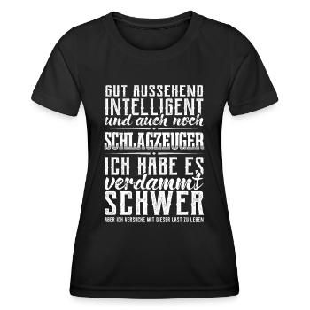 Schlagzeug Drumsticks Drummer Schlagzeuger - Frauen Funktions-T-Shirt - Schwarz - Vorne - AI Model Female 172 light (172cm)