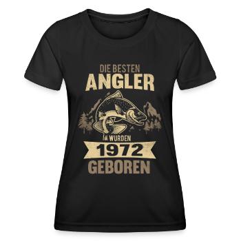 50. Geburtstag Angeln 1972 Jahrgang Fischer Angler - Frauen Funktions-T-Shirt - Schwarz - Vorne - AI Model Female 172 light (172cm)