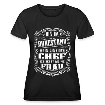 Rentner Ruhestand mein Chef ist meine Frau - Frauen Funktions-T-Shirt - Schwarz - Vorne - AI Model Female 172 light (172cm)