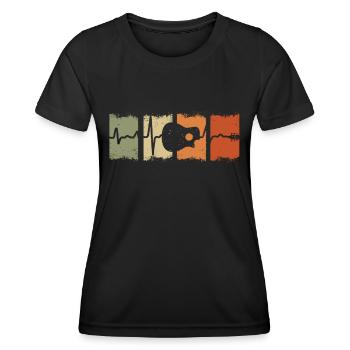 Guitar Heartbeat Retro Guitar Player Guitarist - Women's Functional T-Shirt - black - Front - AI Model Female 172 light (172cm)