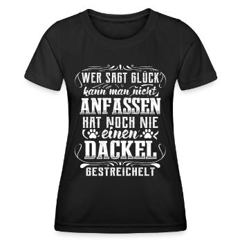 Dackel Hund Glück Lustig Hunde - Frauen Funktions-T-Shirt - Schwarz - Vorne - AI Model Female 172 light (172cm)