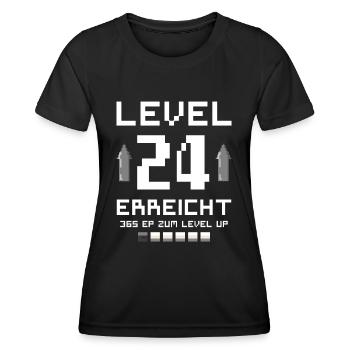 24. Geburtstag Gamer Level 24 Jahre Gaming - Frauen Funktions-T-Shirt - Schwarz - Vorne - AI Model Female 172 light (172cm)