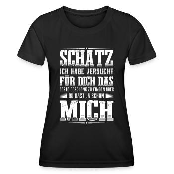 Schatz du hast ja mich Freundin Freund - Frauen Funktions-T-Shirt - Schwarz - Vorne - AI Model Female 172 light (172cm)