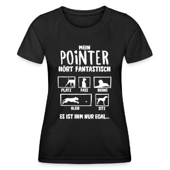 Mein Pointer hört fantastisch Hunde - Frauen Funktions-T-Shirt - Schwarz - Vorne - AI Model Female 172 light (172cm)