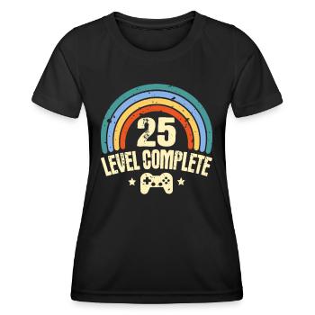 25. Geburtstag Level 25 Jahre Complete Gamer - Frauen Funktions-T-Shirt - Schwarz - Vorne - AI Model Female 172 light (172cm)