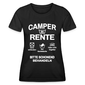 Camper in Rente Camping Rentner - Frauen Funktions-T-Shirt - Schwarz - Vorne - AI Model Female 172 light (172cm)