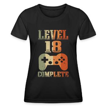 18. Geburtstag Level 18 Jahre Unlocked Gamer - Frauen Funktions-T-Shirt - Schwarz - Vorne - AI Model Female 172 light (172cm)