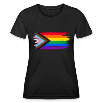 Drapeau LGBT Gay Pride LGBTQ - T-shirt sport Femme - noir - Devant - AI Model Female 172 light (172cm)