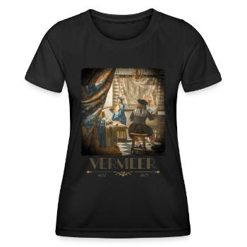 Jan Vermeer Die Malkunst Gemälde Coole Kunst - Frauen Funktions-T-Shirt - Schwarz - Vorne - AI Model Female 172 light (172cm)