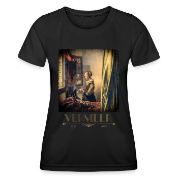 Jan vermeer Briefleserin Gemälde Coole Kunst - Frauen Funktions-T-Shirt - Schwarz - Vorne - AI Model Female 172 light (172cm)